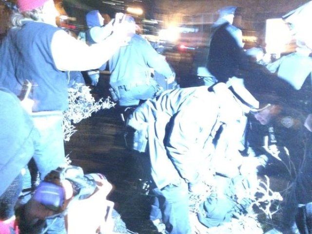 Police violently going into the crowd on the West Side Highway  (Chris Robbins/Gothamist)